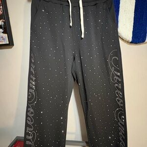 Black Sweatpants with Rhinestone Detailing